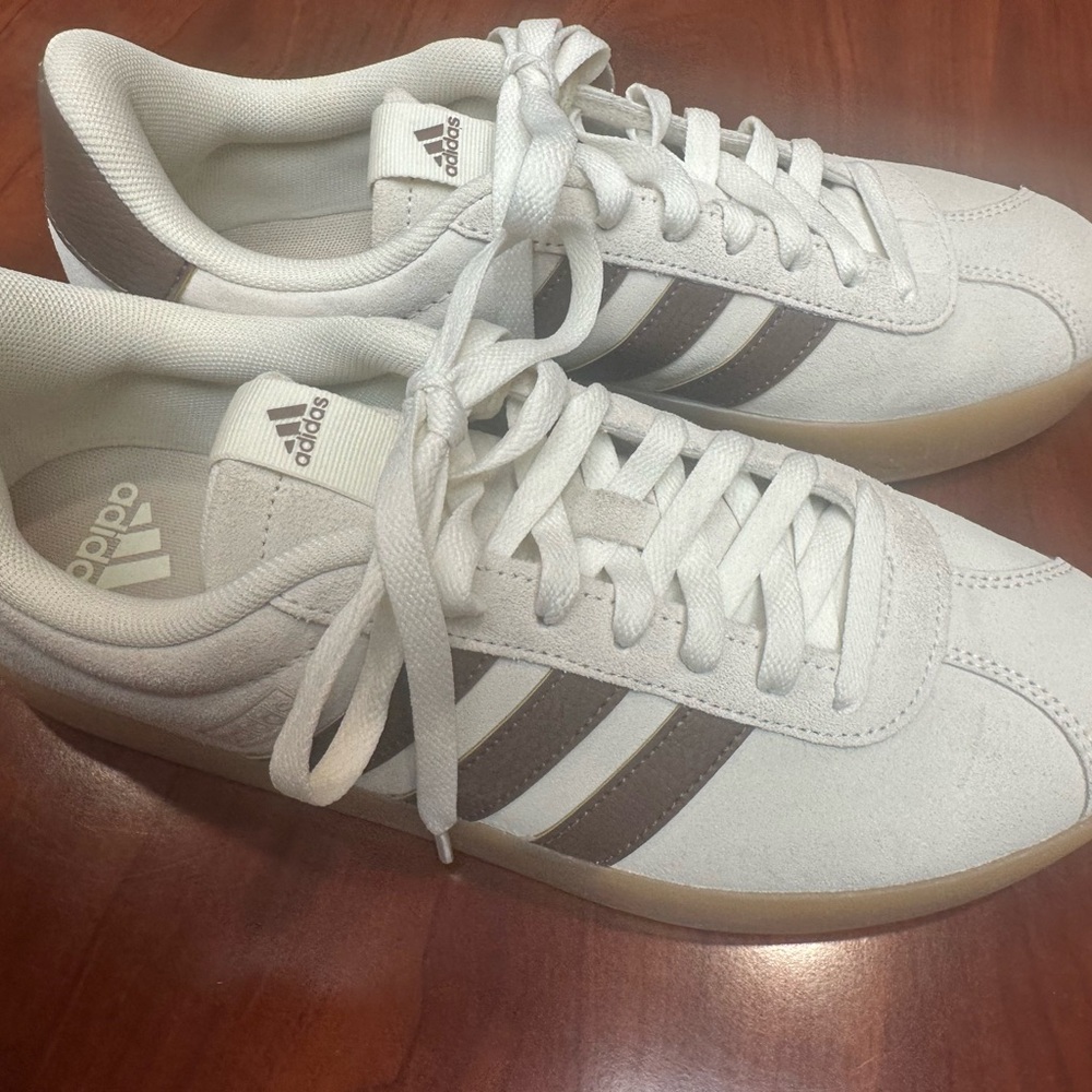 Adidas Women's Cream and Brown Sneakers
